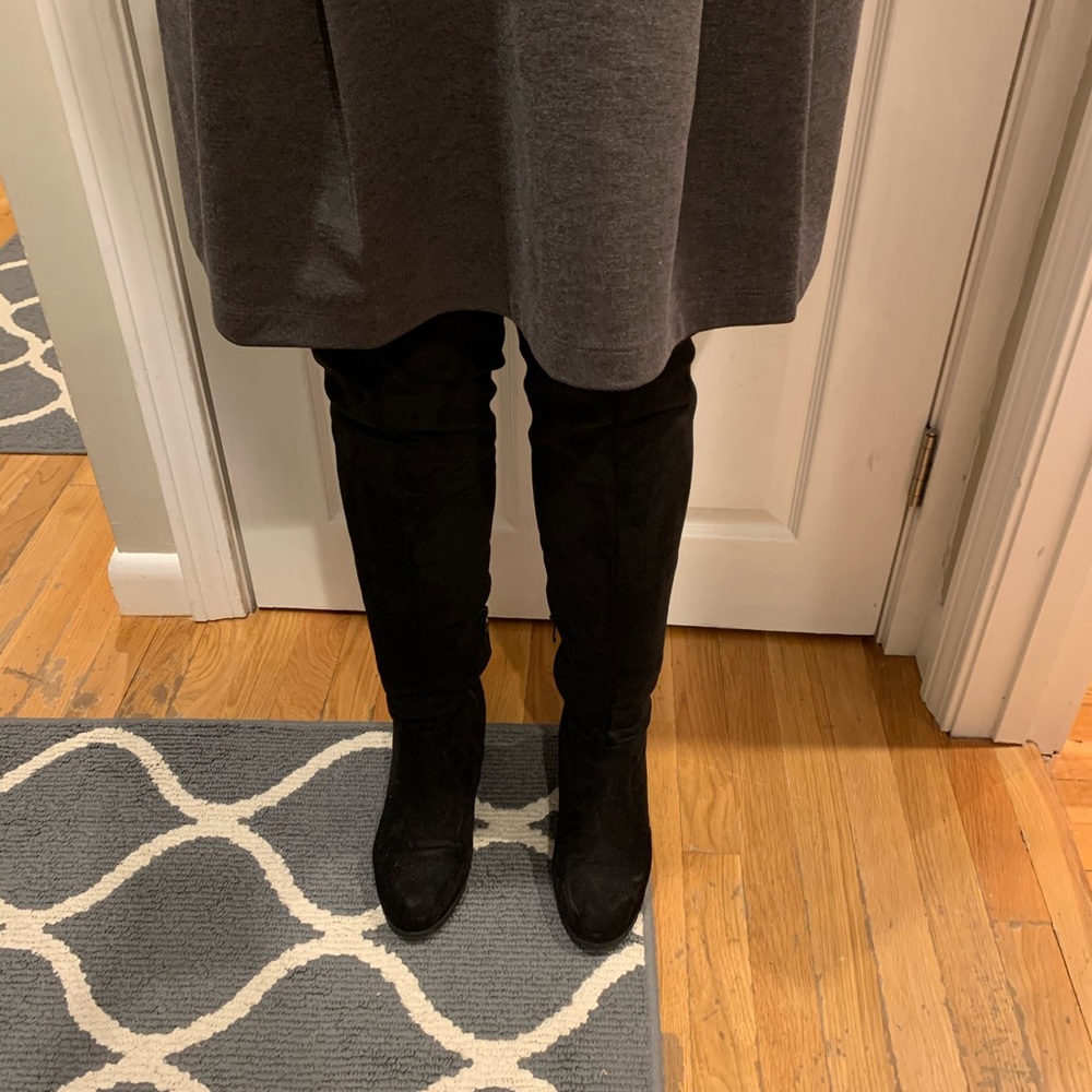 Over the Knee Black Wedge Boots